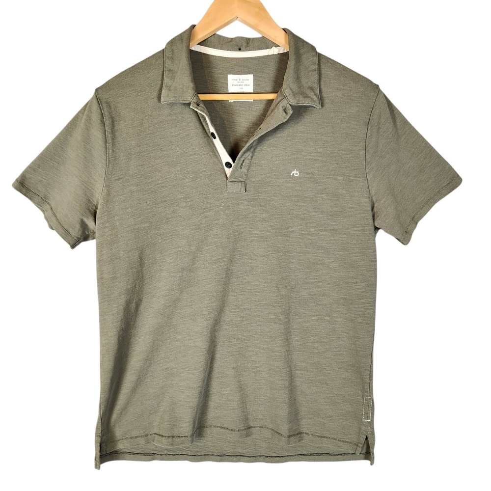 Rag & Bone Polo Shirt Men's Large Olive Green Standard Issue Short Sleeve